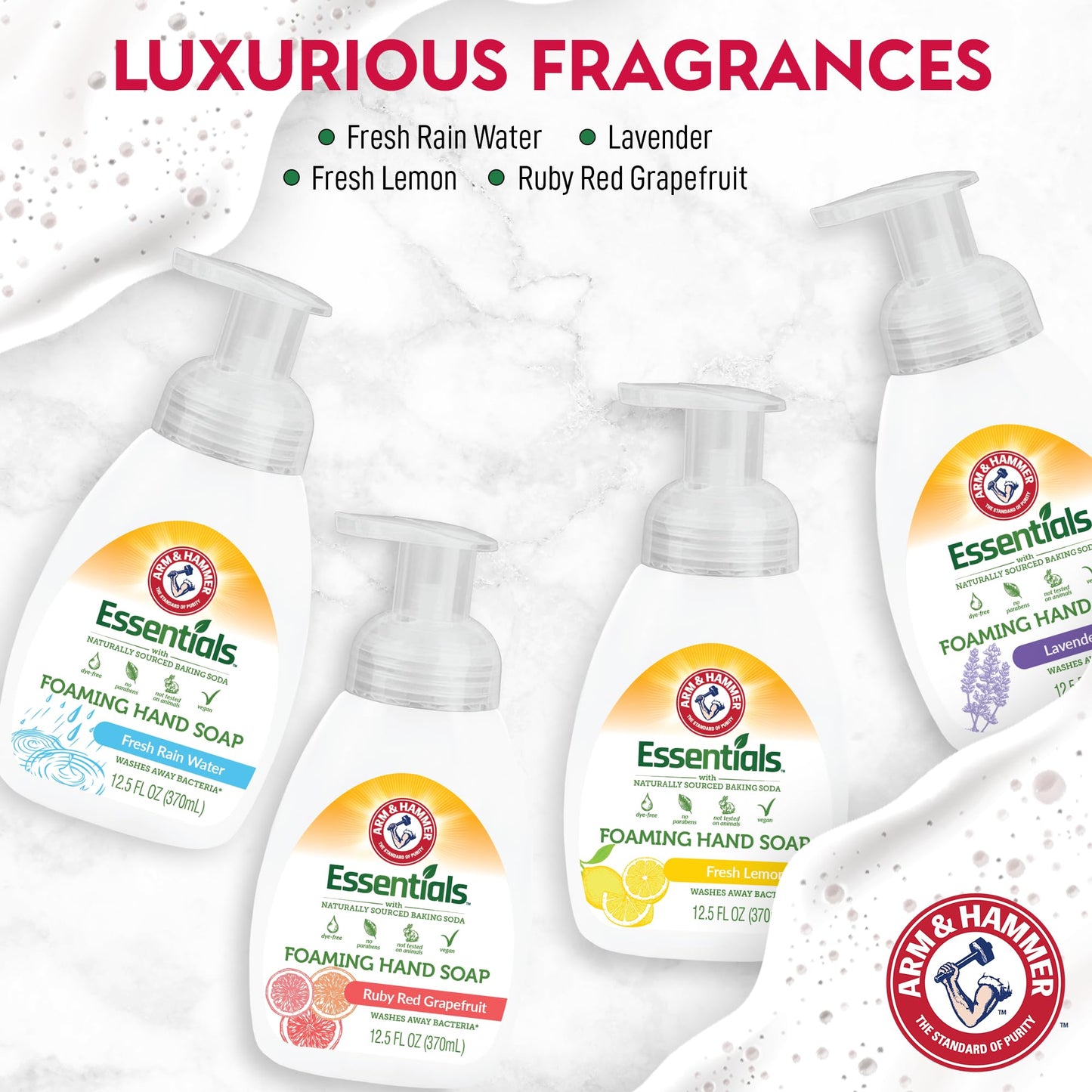 Arm & Hammer Foaming Hand Soap for Skin Cleaning - Cleanser with Lavender Vanilla Scent - Hand Soap Pump with Aloe Vera & Different Ingredients 12.5