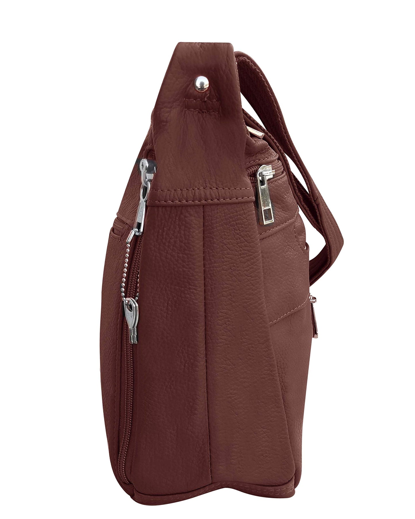 Brown Leather Concealed Carry Handbag Roma 7082