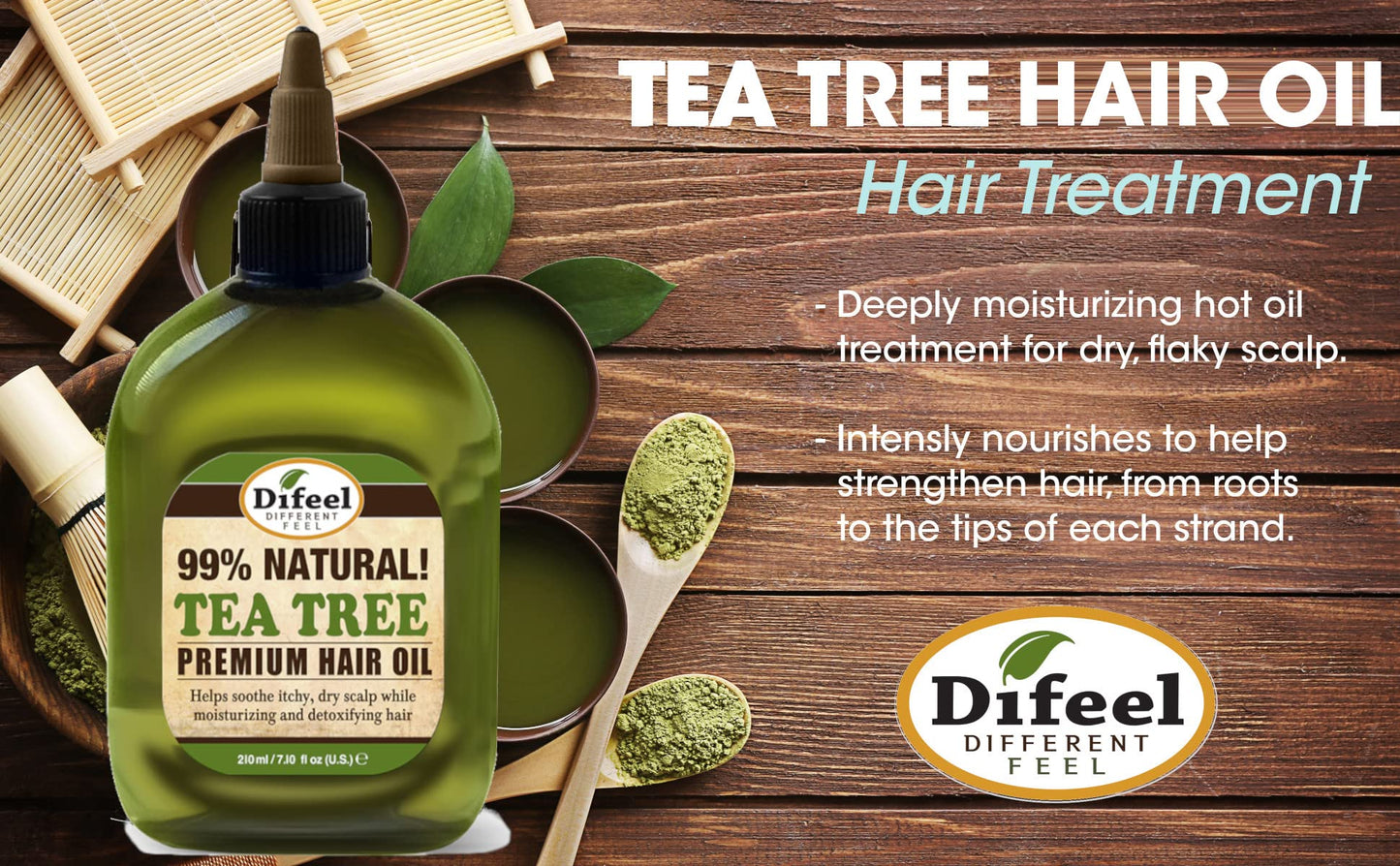 Difeel Premium Natural Hair Oil - Tea Tree Oil for Dry Scalp 7.1 Ounce (3-Pack)