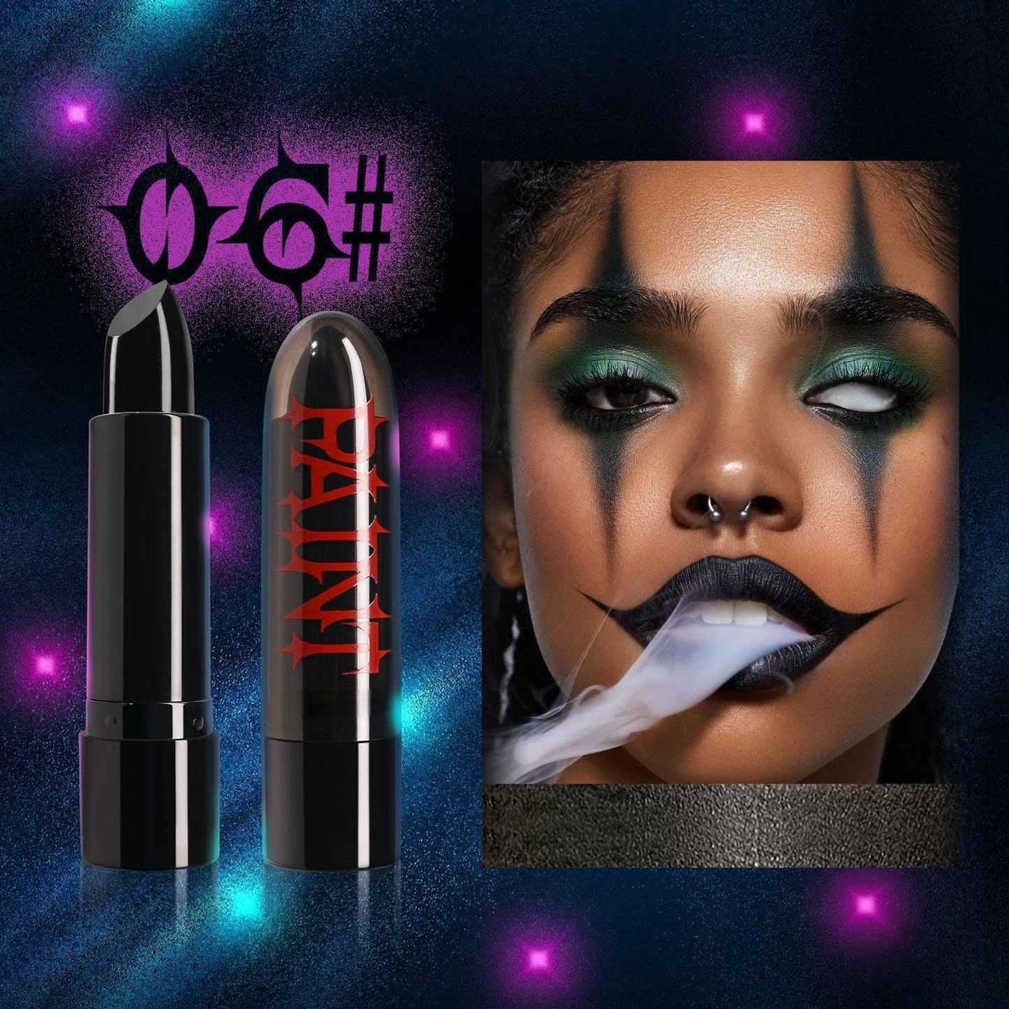 Halloween Face Body Paint Stick - Vampire Makeup Kit (5 Colors: Black, White, Red, Green, Blue) - Easy Apply Waterproof Long Lasting for Kids Adults