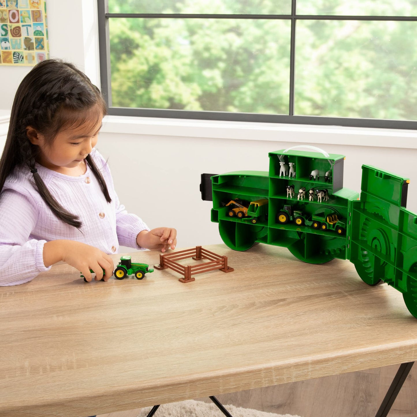 TOMY John Deere Tractor Toys - Value Set and Carrying Case - Portable Tractor-Shaped Carrying Case with 10 Compartments - Farm Toys - 18 Count - 3…