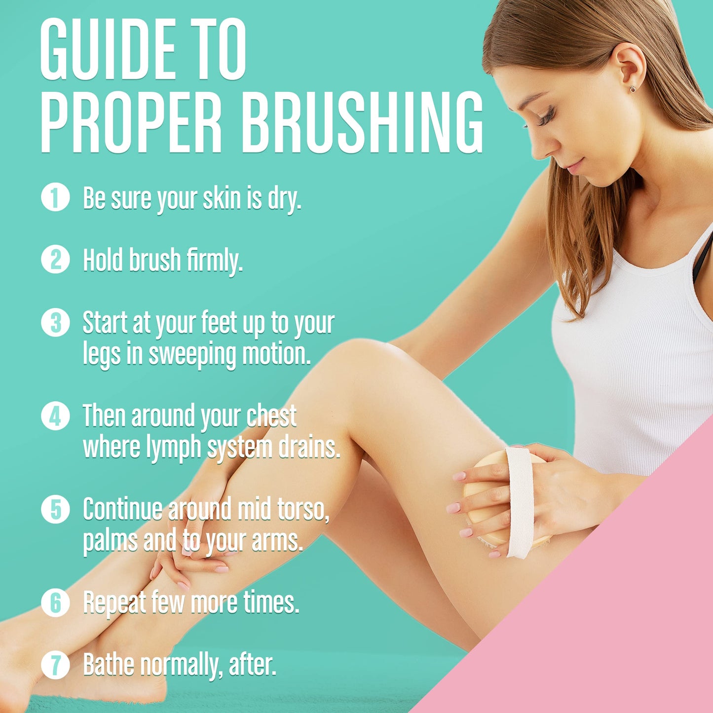Dry Body Brush (1 Pack) - Reduce Cellulite, Dry Brush for Cellulite and Lymphatic Drainage, Exfoliating Brush with Soft Massage Nodules, Shower Brush