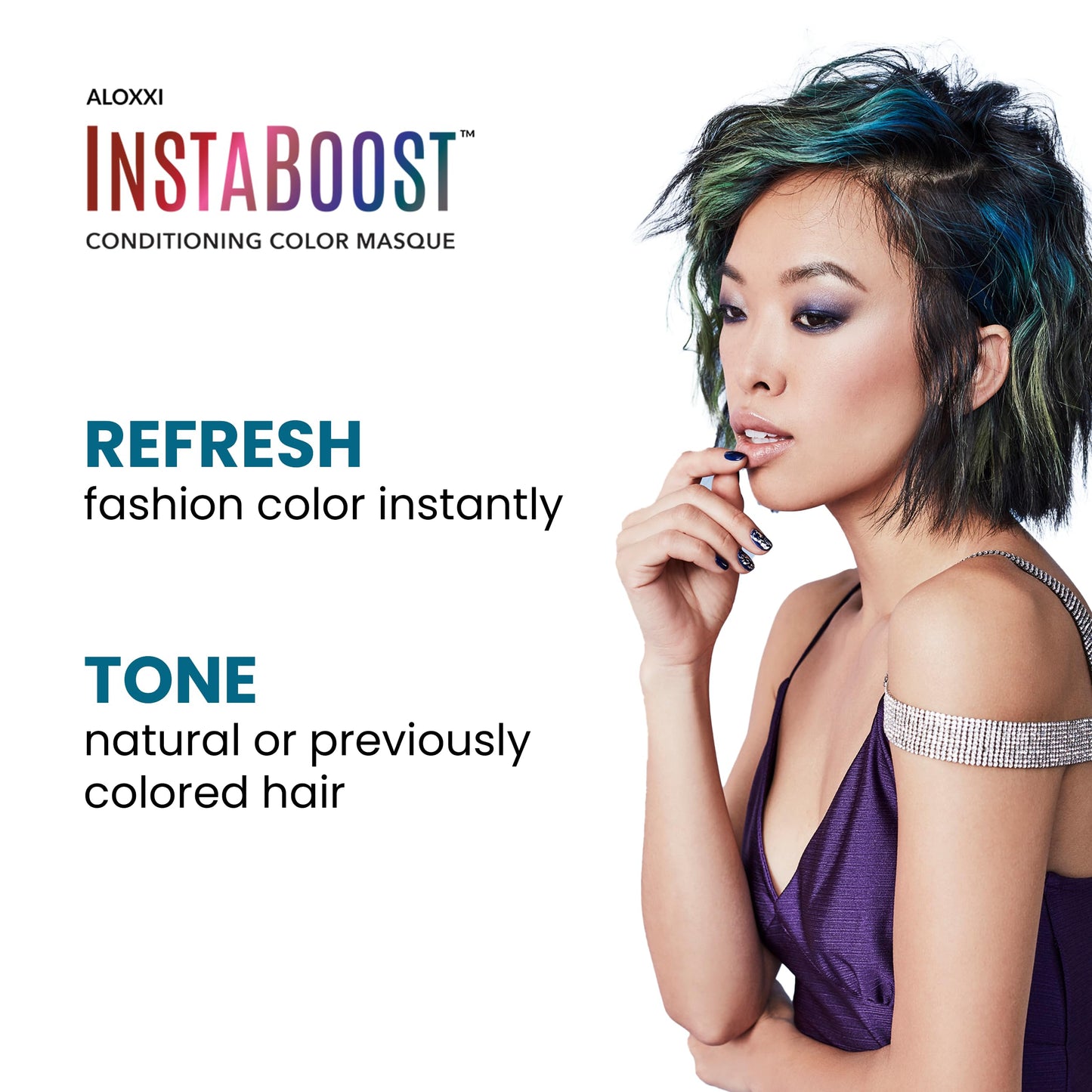ALOXXI InstaBoost TEAL Color Depositing Conditioner, 6.8 Fl Oz - Aquamarine Dream - Deep Conditioning Hair Mask for Instant Temporary Hair Color Dye