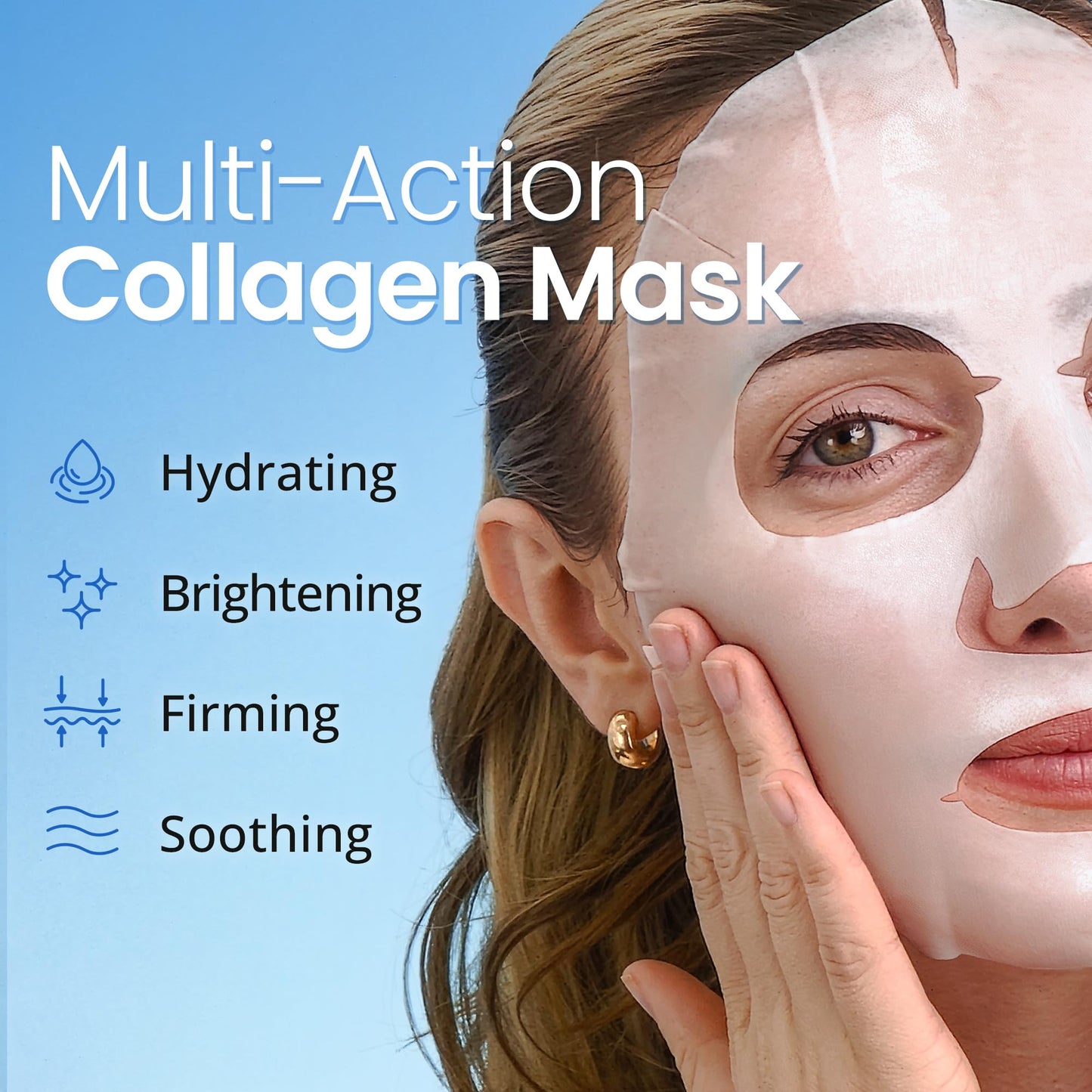 Ebanel 10 Pack Collagen Face Mask with Hyaluronic Acid, Vitamin C, Peptide, Aloe, Instant Brightening Hydrating Face Masks Skincare Korean Sheet Mask