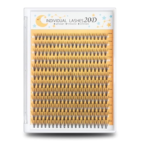 WONSIS 20D Lash Clusters, Individual Lashes, 240 Pcs Individual Lash Extensions, Volume Soft Lightweight Thickness 0.07mm C Curl False Eyelashes