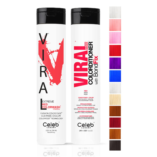 Celeb Luxury Viral Duo Color Depositing Colorwash Shampoo & Conditioner Set + Bondfix Bond Rebuilder, Semi Permanent Hair Color, Vegan Hair Dye