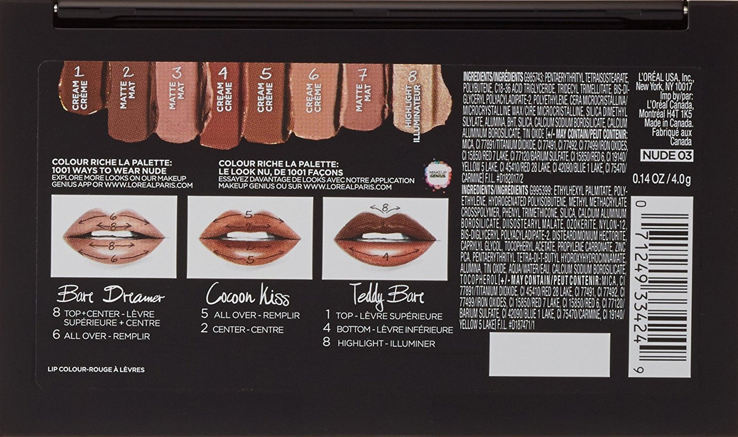 L'Oréal Paris Colour Riche La Palette Lip, Nude, 0.14 oz.