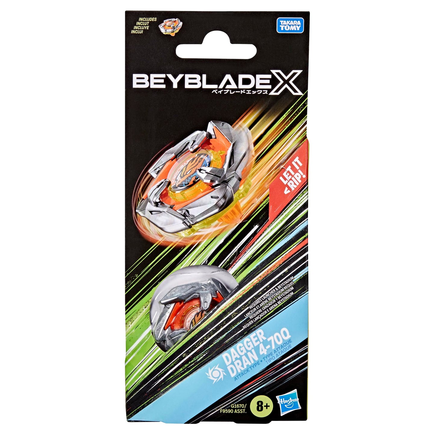 BEYBLADE X Dagger Dran 4-70Q Booster Pack Set with Takara Tomy Attack Type Top, Battling Tops Game Toys, Ages 8+