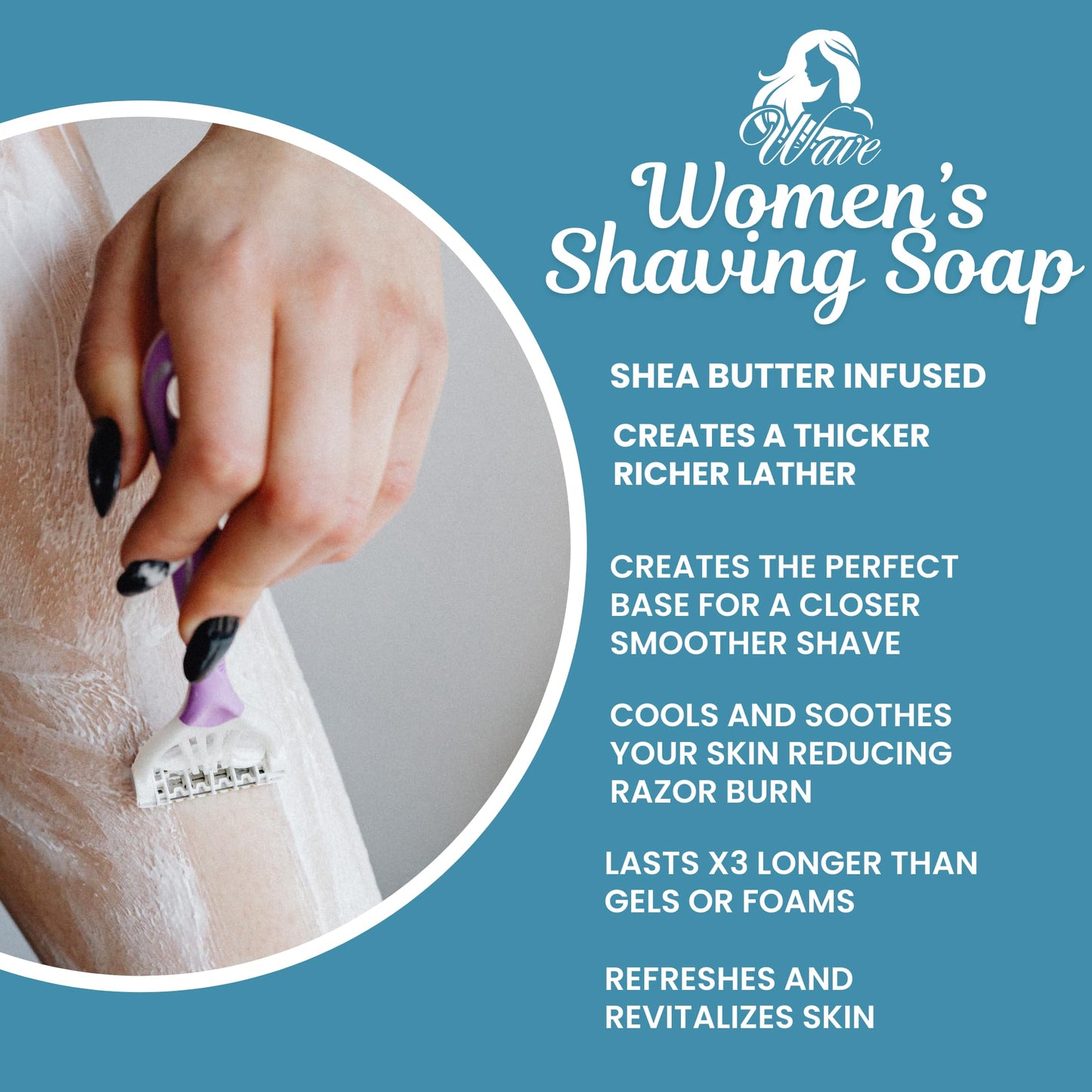 Women's Unscented Shea Butter All Natural Shaving Soap - Ideal for Sensitive Skin, Long Lasting, and Perfect for Shaving Legs - Moisturizes Beauty and Personal Care G.B.S