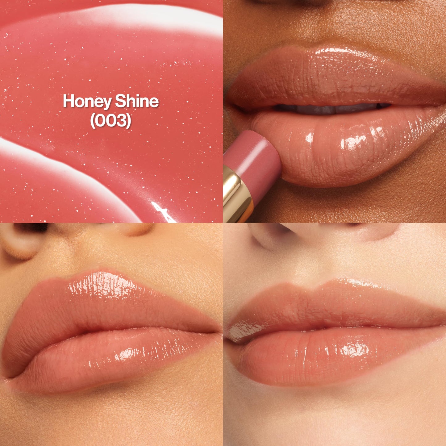 REVLON Super Lustrous Glass Shine Balm, Hydrating Tinted Lip Balm with Hyaluronic Acid, Aloe & Rose Quartz, 003 Honey Shine, 0.11 oz
