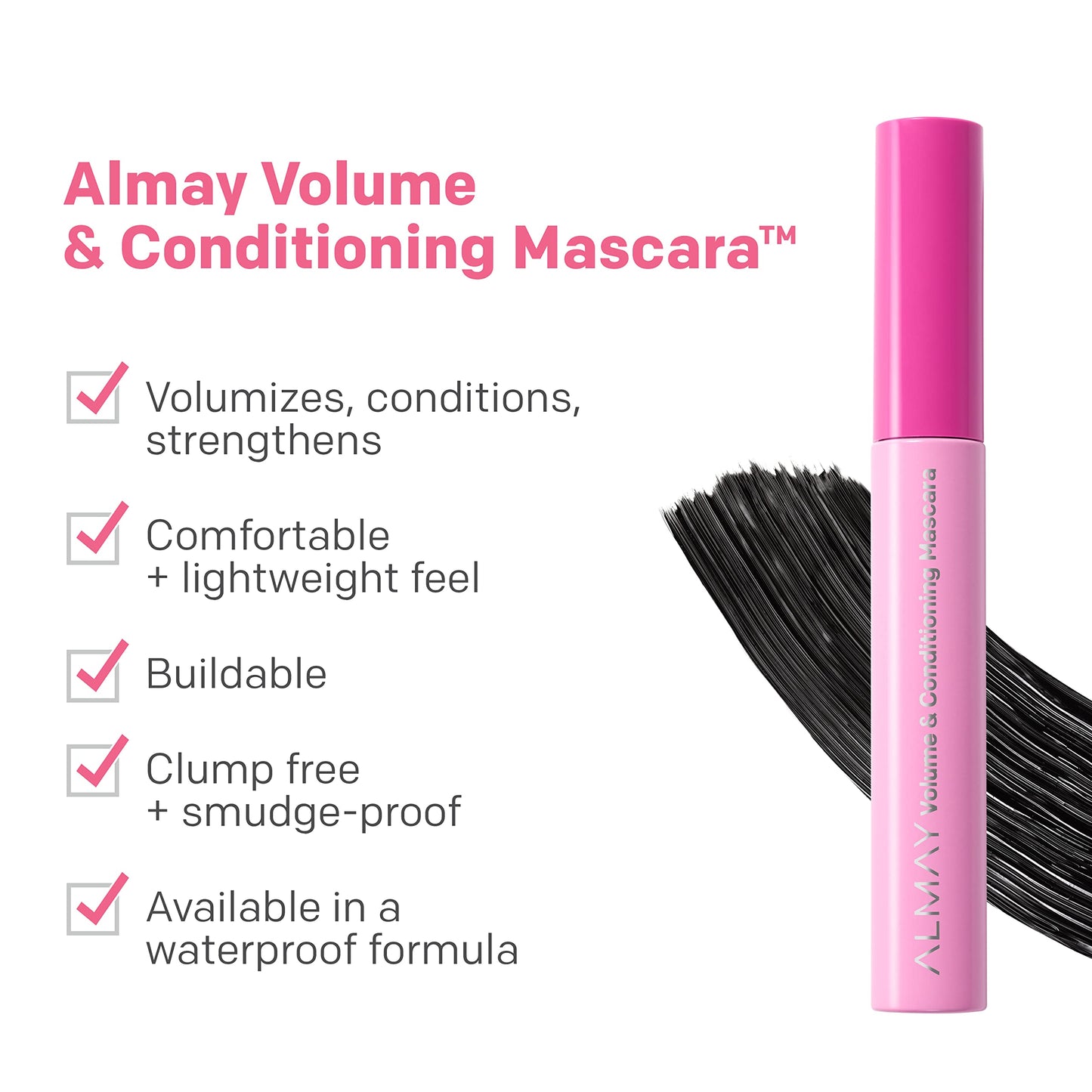 Almay Volume & Conditioning Mascara, Hydrating All Day Wear, 10 Blackest Black, 0.27 fl oz.