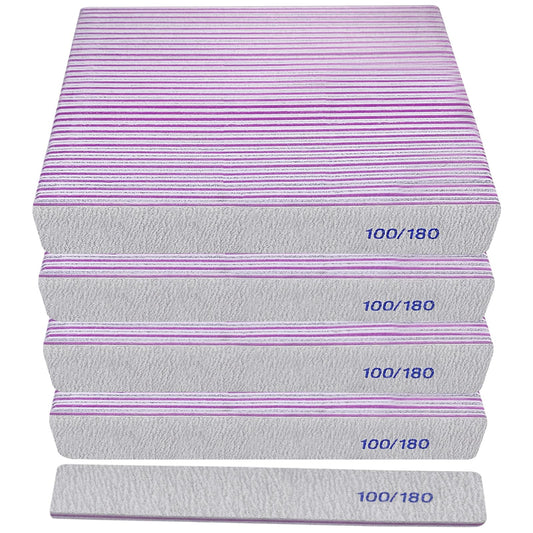 100/180 Grit Nail File (100 Pack), Emery Board Nail Files for Acrylic Nails and Natural Nails, Double Sided Emory Boards Professional Nail Filer Beauty and Personal Care HomeyEra Default Title
