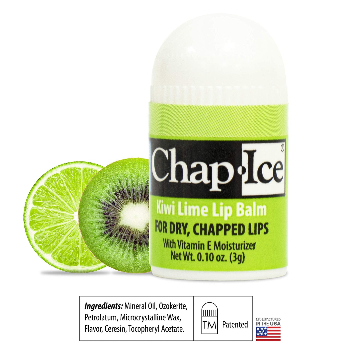 Chap-Ice® | 12-Count Assorted Mini Lip Balm Pack & 1 Lip Balm Keychain with Swivel Clip | Made in USA | 4 Flavors - Cherry, Citrus Orange, Kiwi Lime