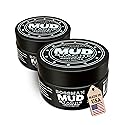 Bossman MUDstache Unscented Mustache Wax for Men (2 oz) - 2 Pack - Strong 24-Hour Hold, Non-Tacky & Easy to Apply for Taming & Styling