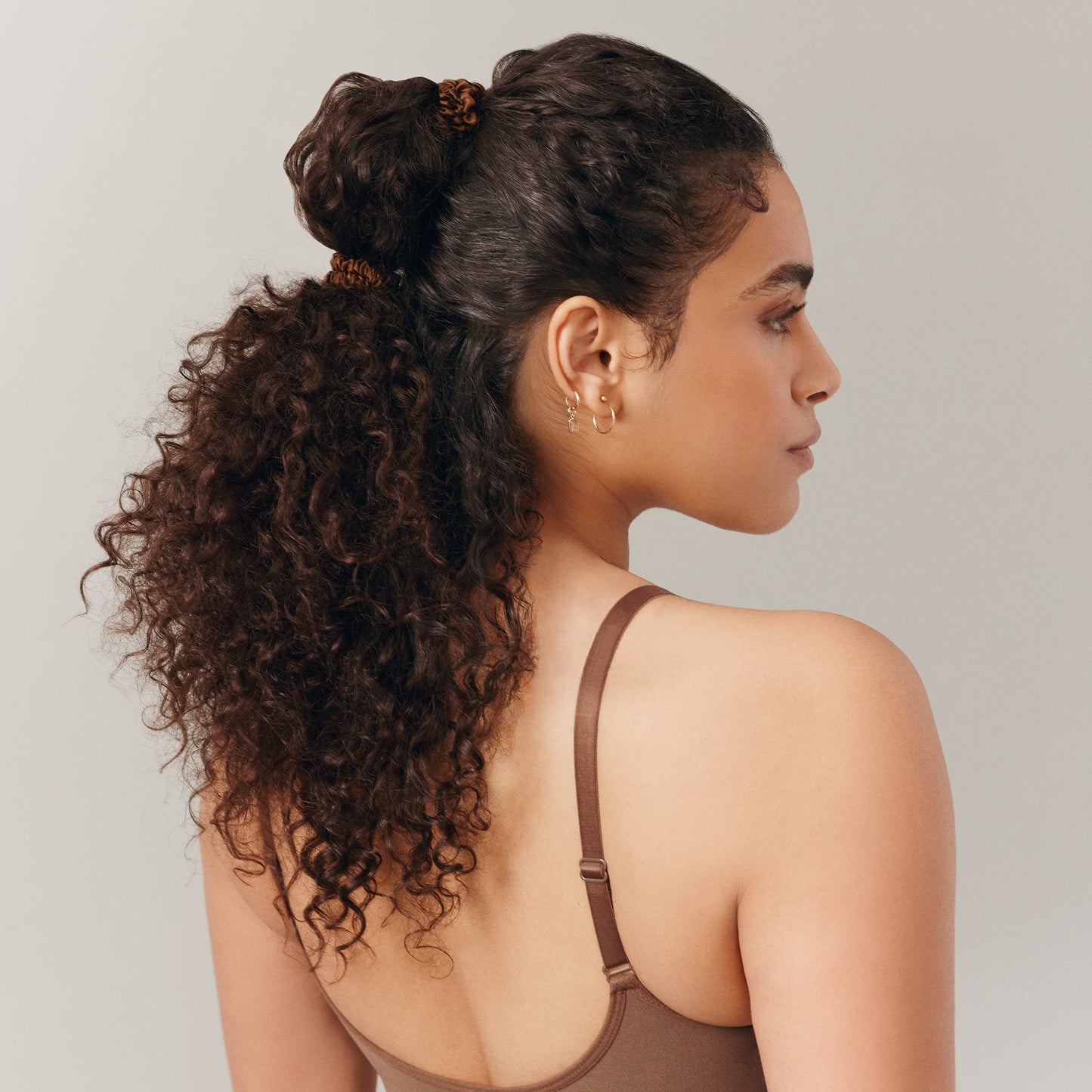 Slip Silk Hair Ties - Skinny Silk Dark Brown Scrunchies, No Damage, No Crease, Anti-Breakage |100% Mulberry Silk | All Hair Types | Made Beauty and Personal Care SLIP
