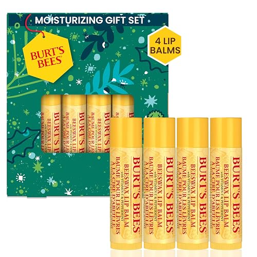 Burt's Bees Lip Balm Gift Set, Beeswax Bounty Classic, Perfect Lip Balms for Holiday Gift Baskets, 4-Pack, 0.15 oz.