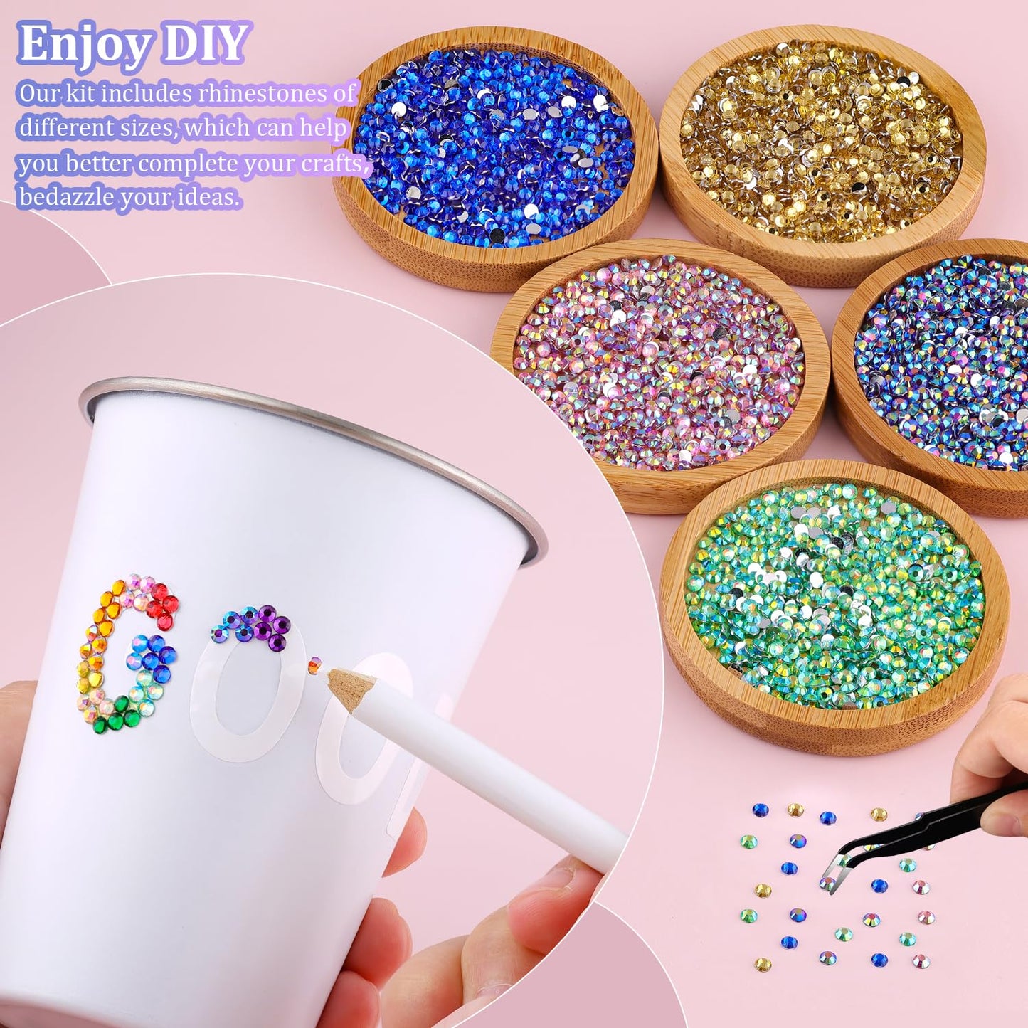 6600Pcs Resin Rhinestones with Tweezers for Crafting, Mixed-Color 5mm Non Hotfix Flatback Gems, Bedazzling Crystal for DIY Crafts Clothing Tumblers Beauty and Personal Care TINKRSTUFF