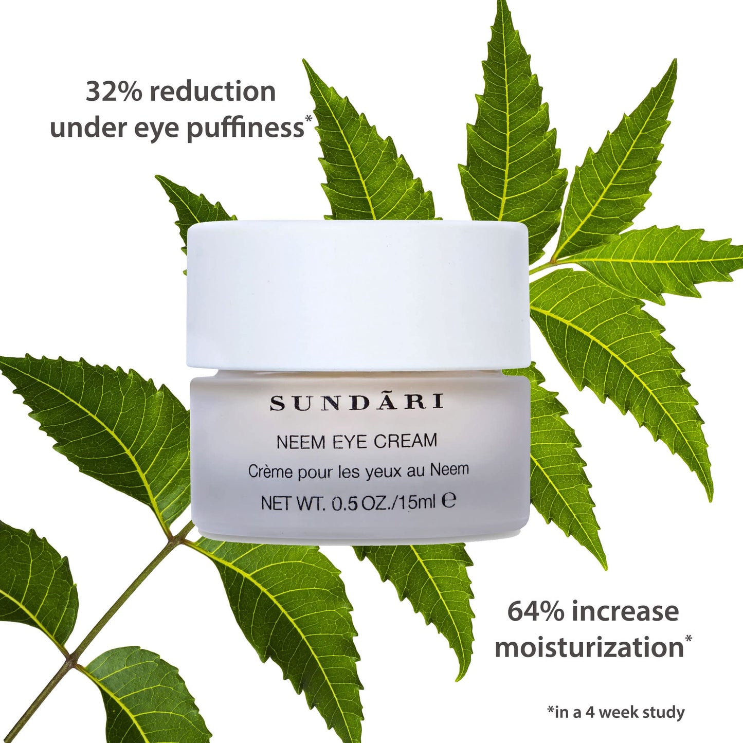 SUNDARI Neem Eye Cream, 0.5 Fl Oz, Lightweight Under Eye Cream, Reduces Puffiness, Dark Circles & Firms Delicate Skin, Nourishing and Soothing