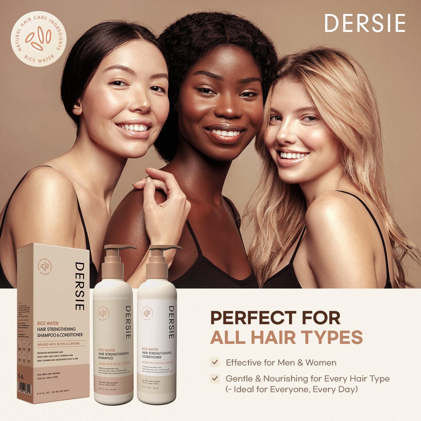 Rice Water Hair Growth Shampoo and Conditioner: Hair Growth Shampoo and Conditioner Infused with Biotin and Caffeine for Thinning Hair (Rice Water