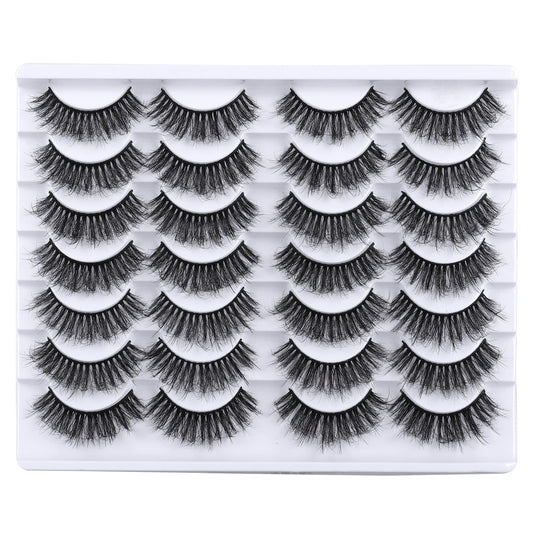 Mebver Lashes Eyelashes 8D Fluffy False Eyelashes Wispy Faux Mink Lashes Light Weight Fake Eyelashes Cat Eye Lashes 14 Pairs Pack