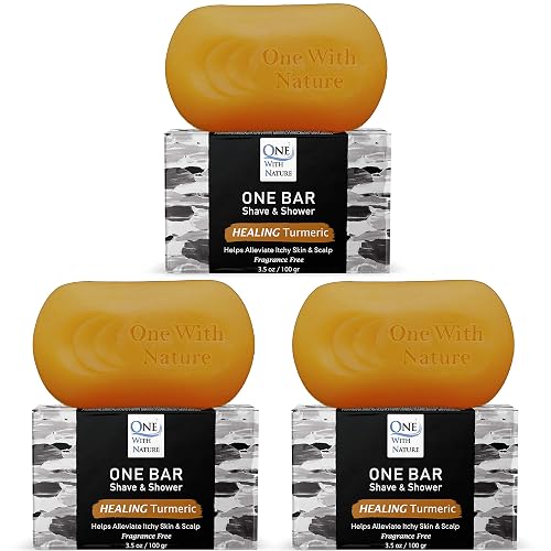 ONE Bar Healing Turmeric, Fragrance Free 3.5 oz 3 Pack - Shave, Shower, Shampoo, face, beard, body, hair/scalp, SuperFAT “oil” Infused: Avocado