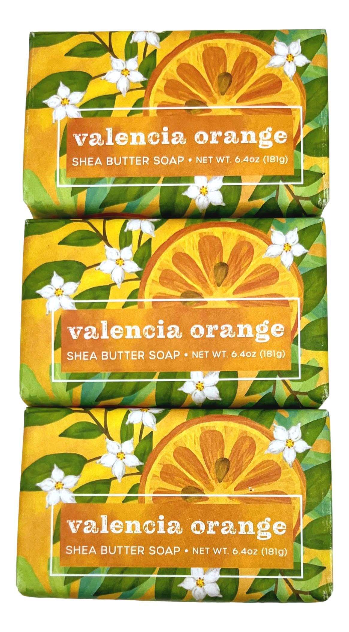 Greenwich Bay Trading Company Valencia Orange Shea Butter Soap, 6.4 oz Bars, Set of 3