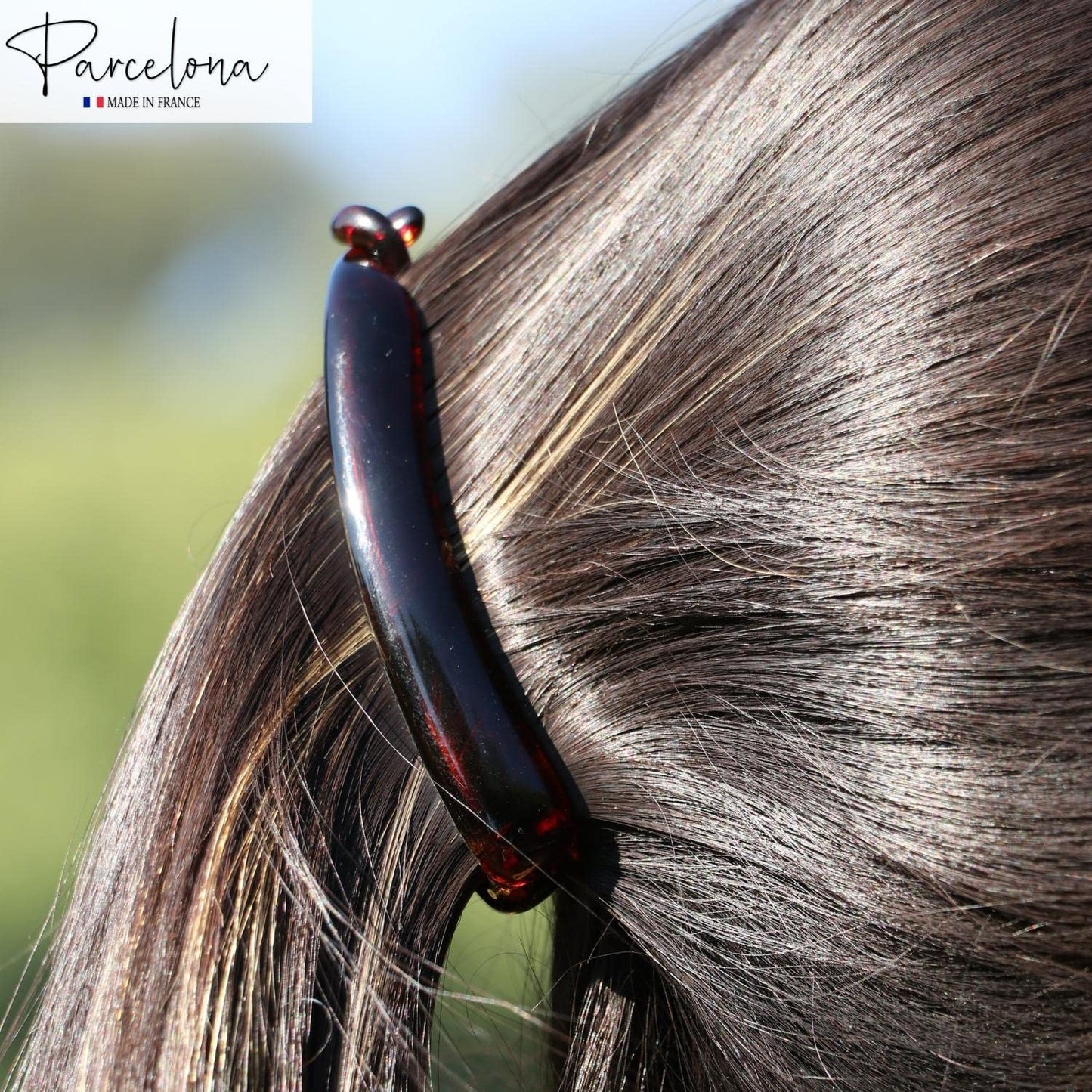 Parcelona French Small 3 ¾” Celluloid Set of 2 French Banana Hair Clip Flexible Ponytail Holder Fashion Durable Styling Paris Hair Accessories