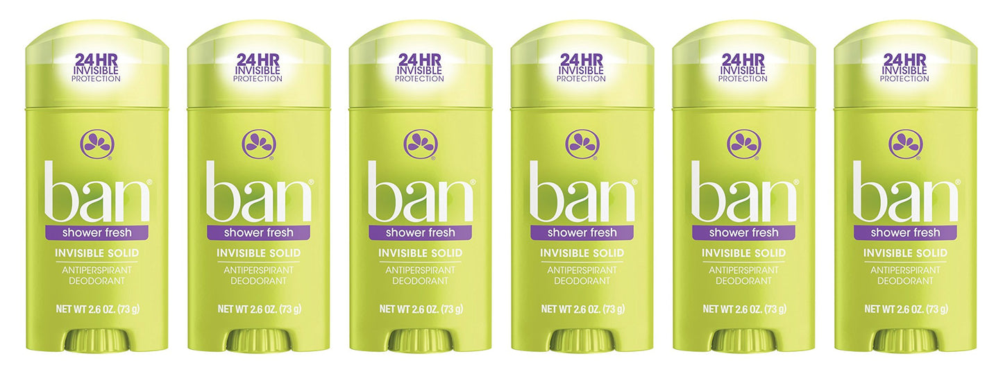 Ban Antiperspirant Deodorant for Women and Men, Invisible Solid, Shower Fresh, 2.60 Ounce (Pack of 6) Beauty and Personal Care Ban