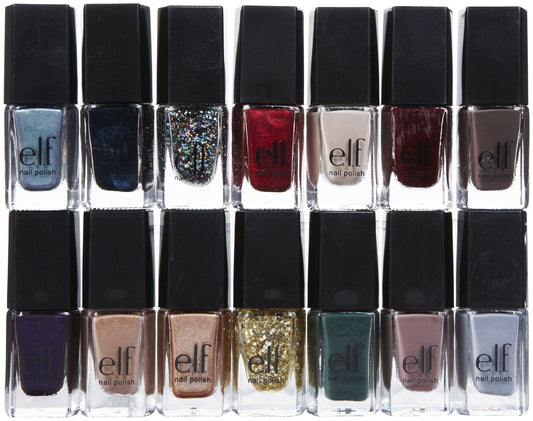 e.l.f. 14 Piece Nail Polish Cube, Jewel Tones, 2.8 Fluid Ounce