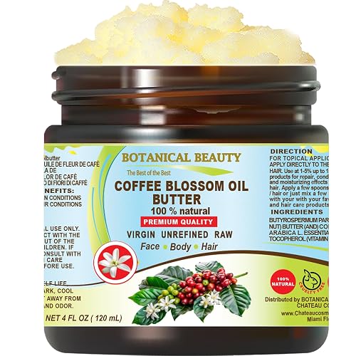 Botanical Beauty COFFEE BLOSSOM OIL BUTTER 100% Natural Coffee Blossom Essential Oil in Shea Nut Butter for FACE, SKIN, BODY, HAIR, NAILS. Beauty Skin