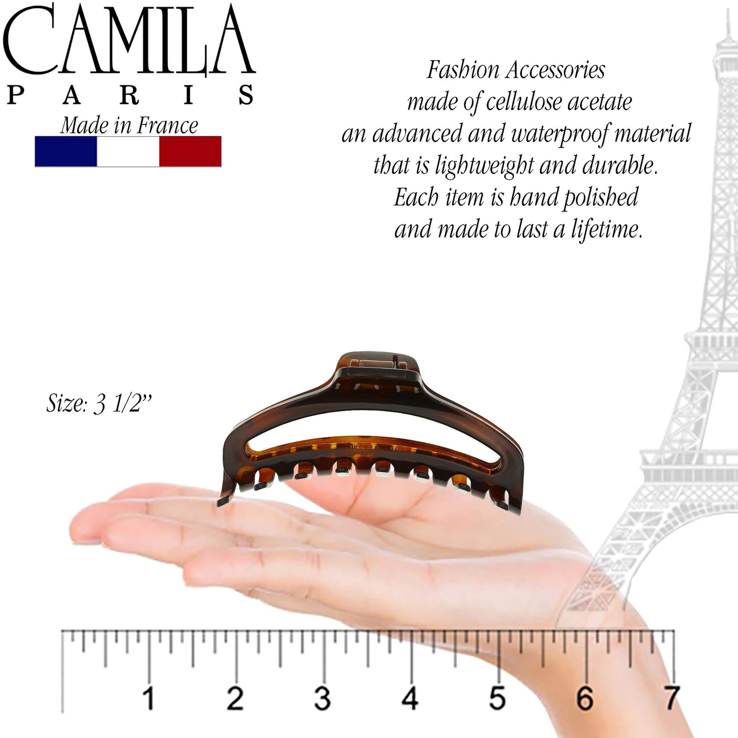 Camila Paris CP2370 French Hair Clip for Women, Medium Narrow, Open, Girls Hair Claw Clips Jaw Fashion Durable and Styling Hair Accessories for Women