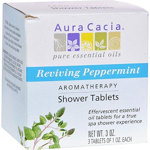 Aura Cacia Aromatherapy Shower Tablets, Reviving Peppermint 3 ea (Pack of 4)