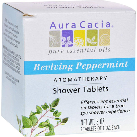 Aura Cacia Aromatherapy Shower Tablets, Reviving Peppermint 3 ea (Pack of 4)