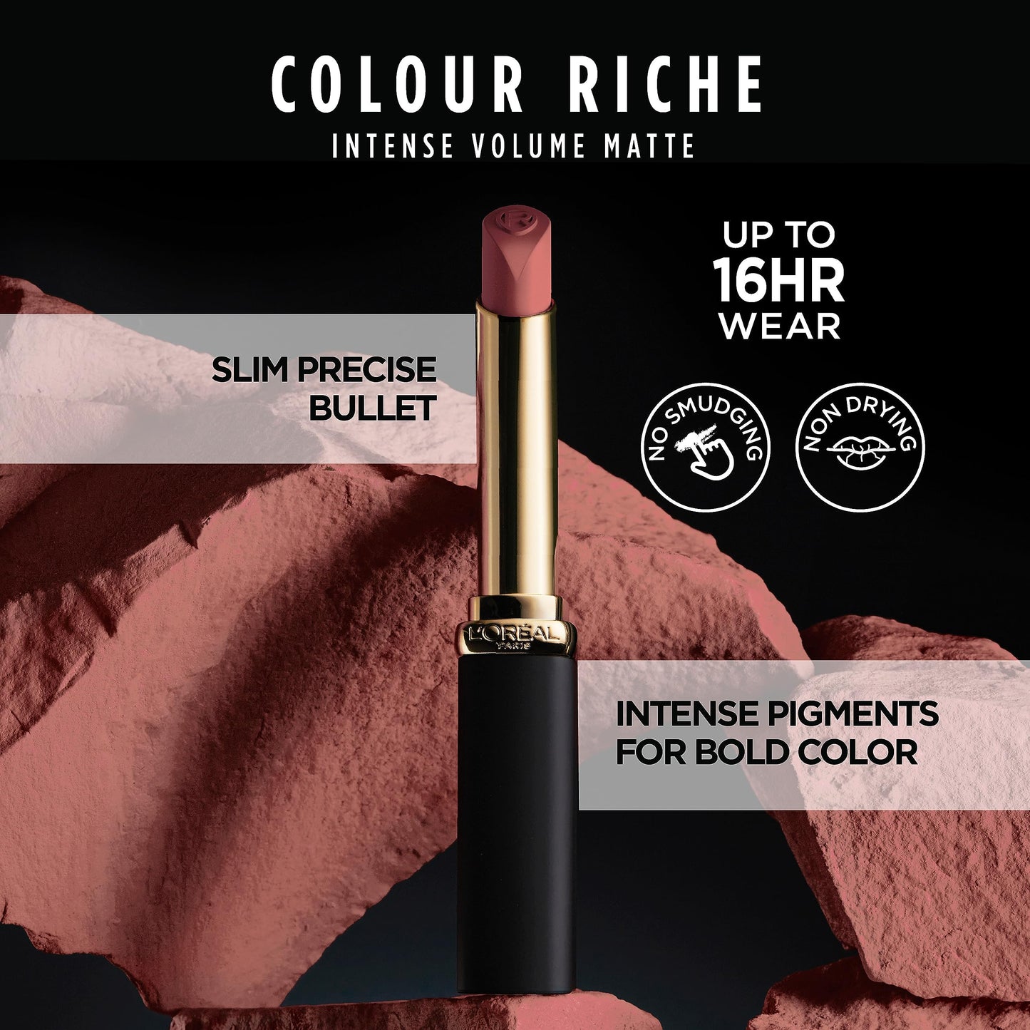 L'Oreal Paris Colour Riche Intense Volume Matte Lipstick, Lip Makeup Infused with Hyaluronic Acid for up to 16HR Wear, Le Nude Defiant, 0.06 Oz