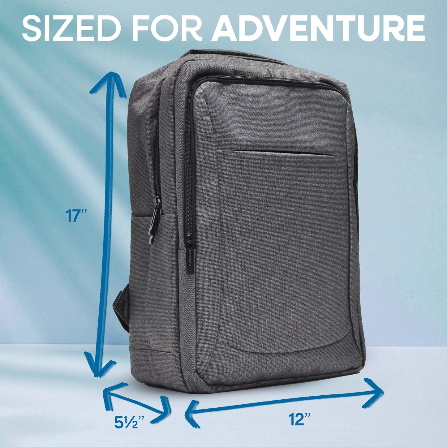 Nupouch Gray 17" x 12" x 5.5" Classic Minimalist USB Charging Port Water Repellent Travel Backpack for Women and Men