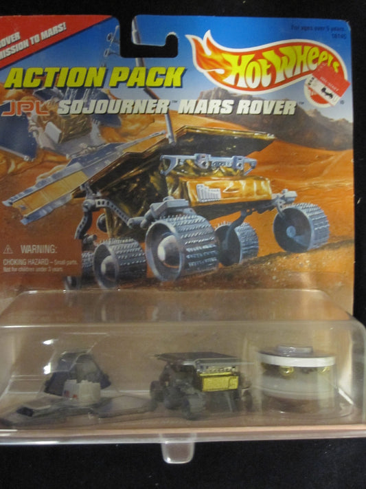 Hot Wheels JPL Sojourner Mars Rover Action Pack with Mission Accomplished July 4, 1997 Limited Edition 1:64 Scale Die Cast Play Set Toys & Games Hot Wheels