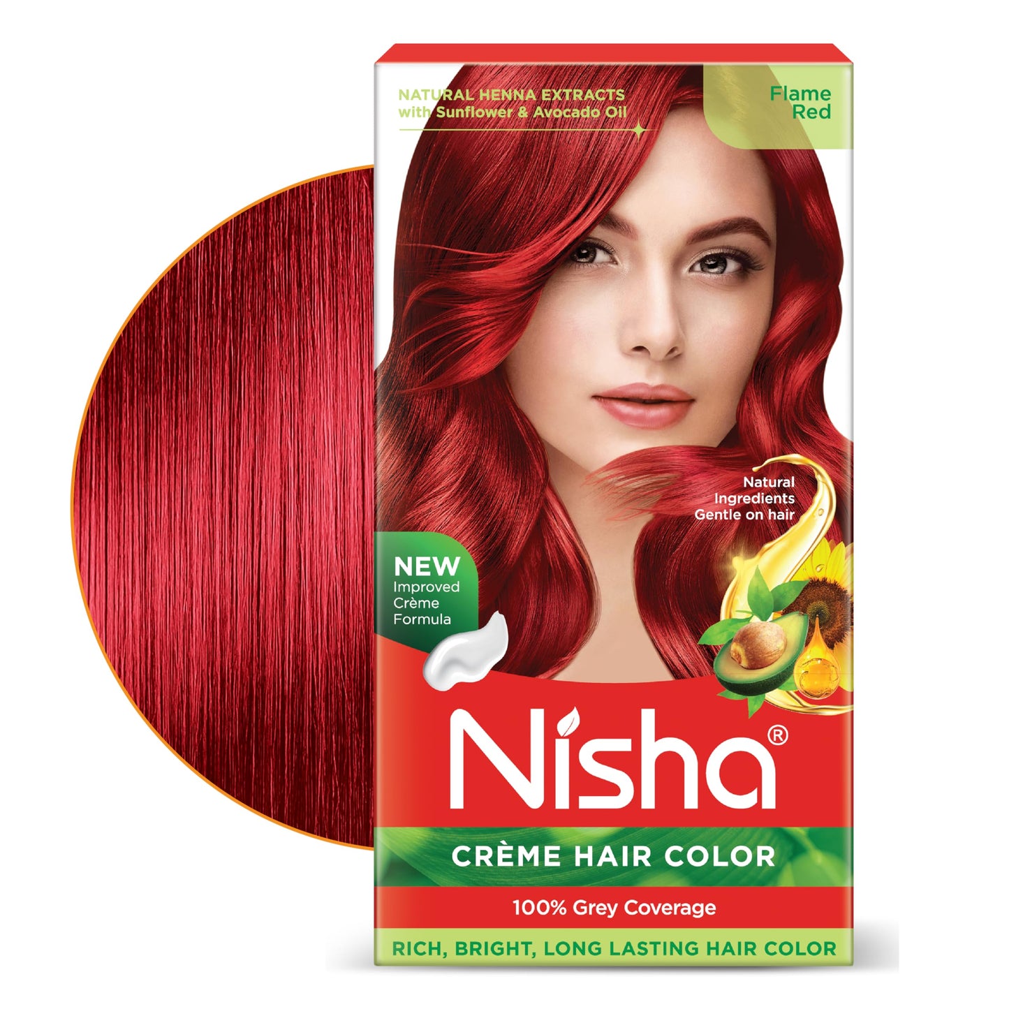 Nisha Creme Hair Color Flame Red Hair Dye Permanent Red Hair Colour 5.07 fl oz, Pack of 1