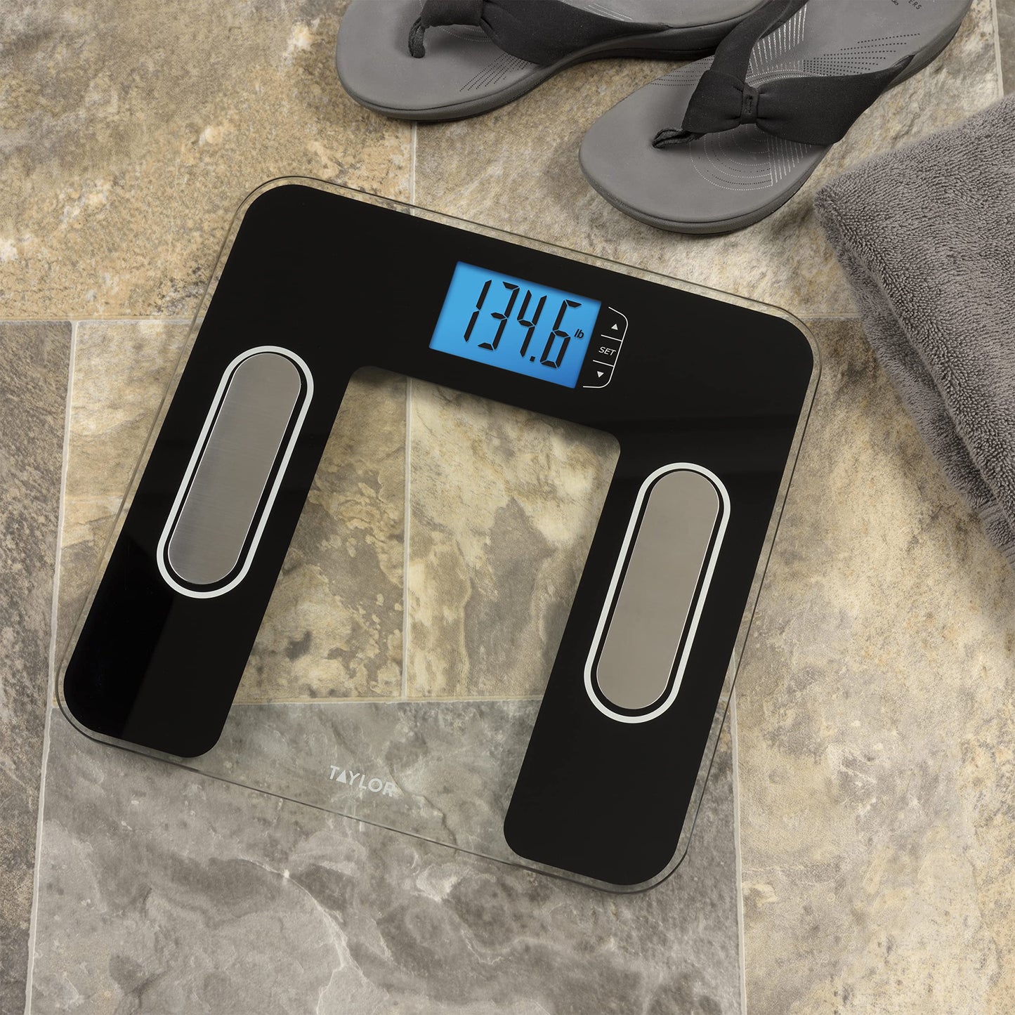 Taylor Digital Glass Body Composition Scale, Bathroom Scale for Body Weight, Measures Body Fat, Body Water, Muscle Mass and BMI, 10-User Recognition…