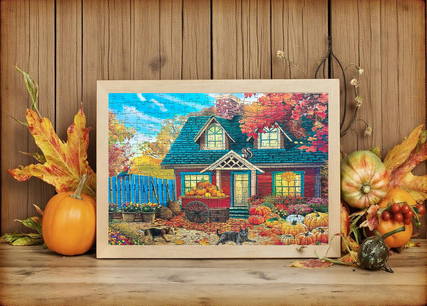300 Piece Puzzles for Adults Large Piece - Fall Puzzle - Autumn Pumpkin Harvest
