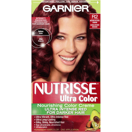 Garnier Nutrisse Ultra Color Nourishing Hair Color Creme, R2 Medium Intense Auburn (Packaging May Vary) Beauty & Personal Care Garnier