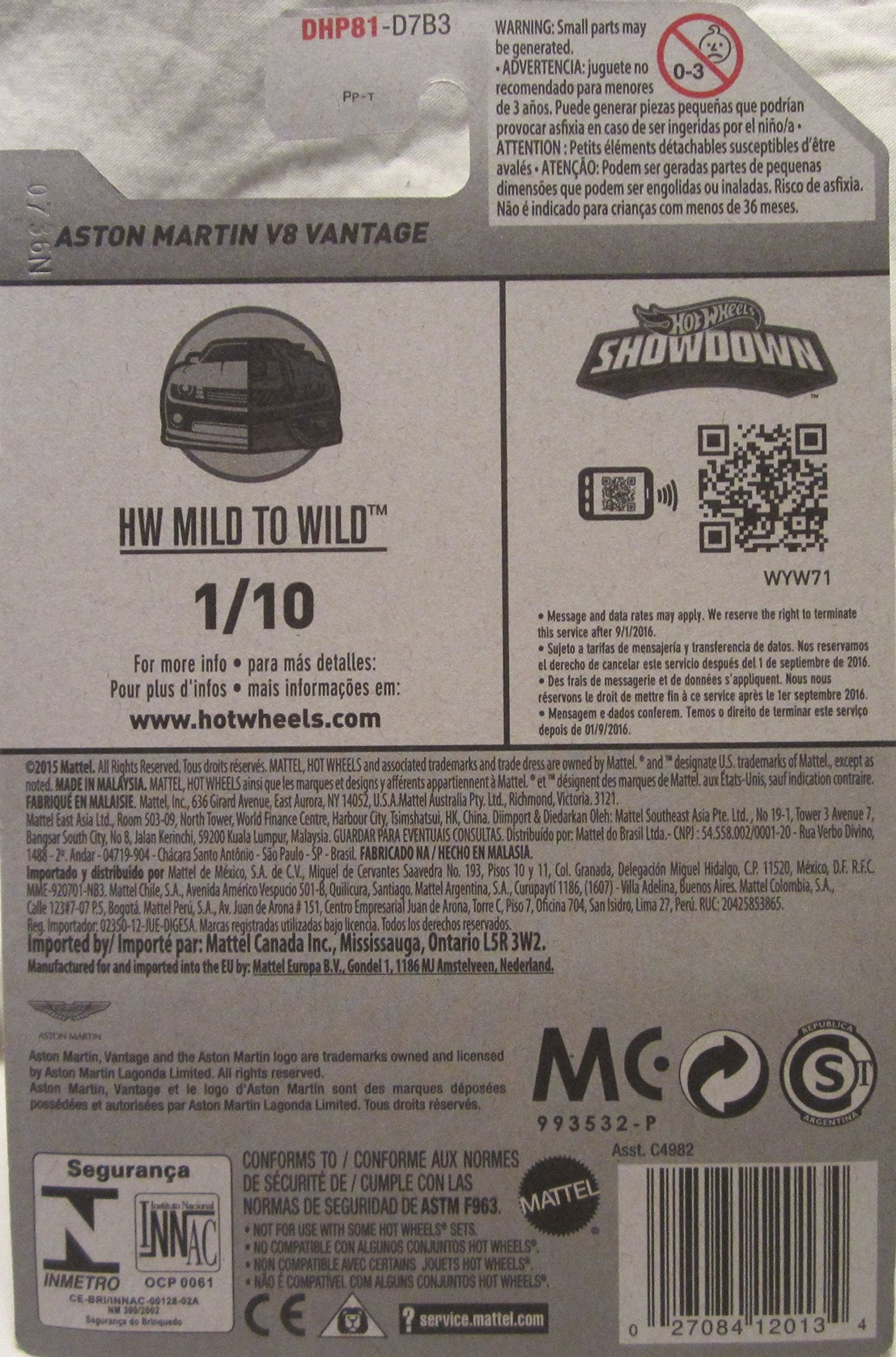 Hot Wheels 2016 HW Mild to Wild Aston Martin V8 Vantage 56/250, White