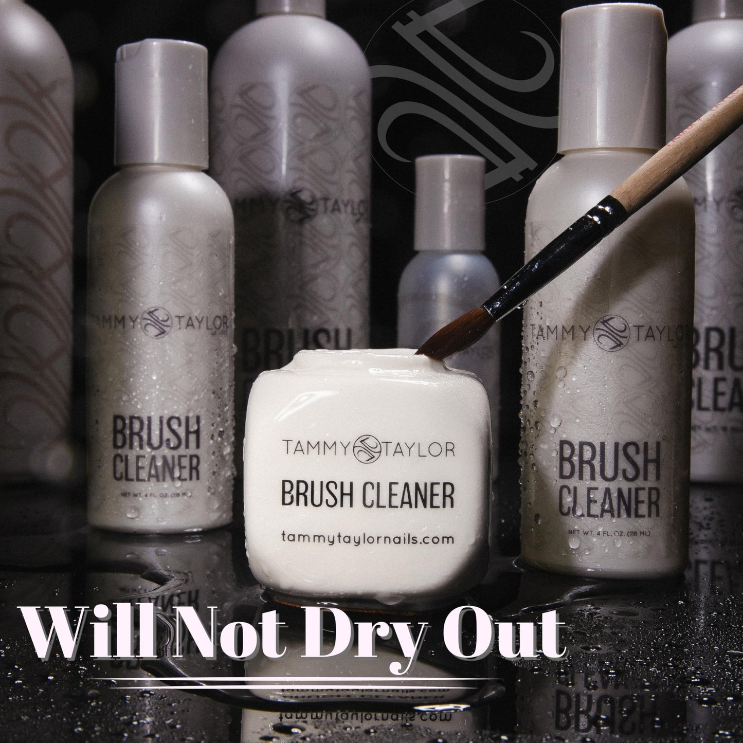 Tammy Taylor Acrylic Nail Brush Cleaner Liquid, Removes Solid Gel Nail Polish, Acrylic Dip Powder, All-in-One Poly Gel Slip Solution + Kolinsky Sable