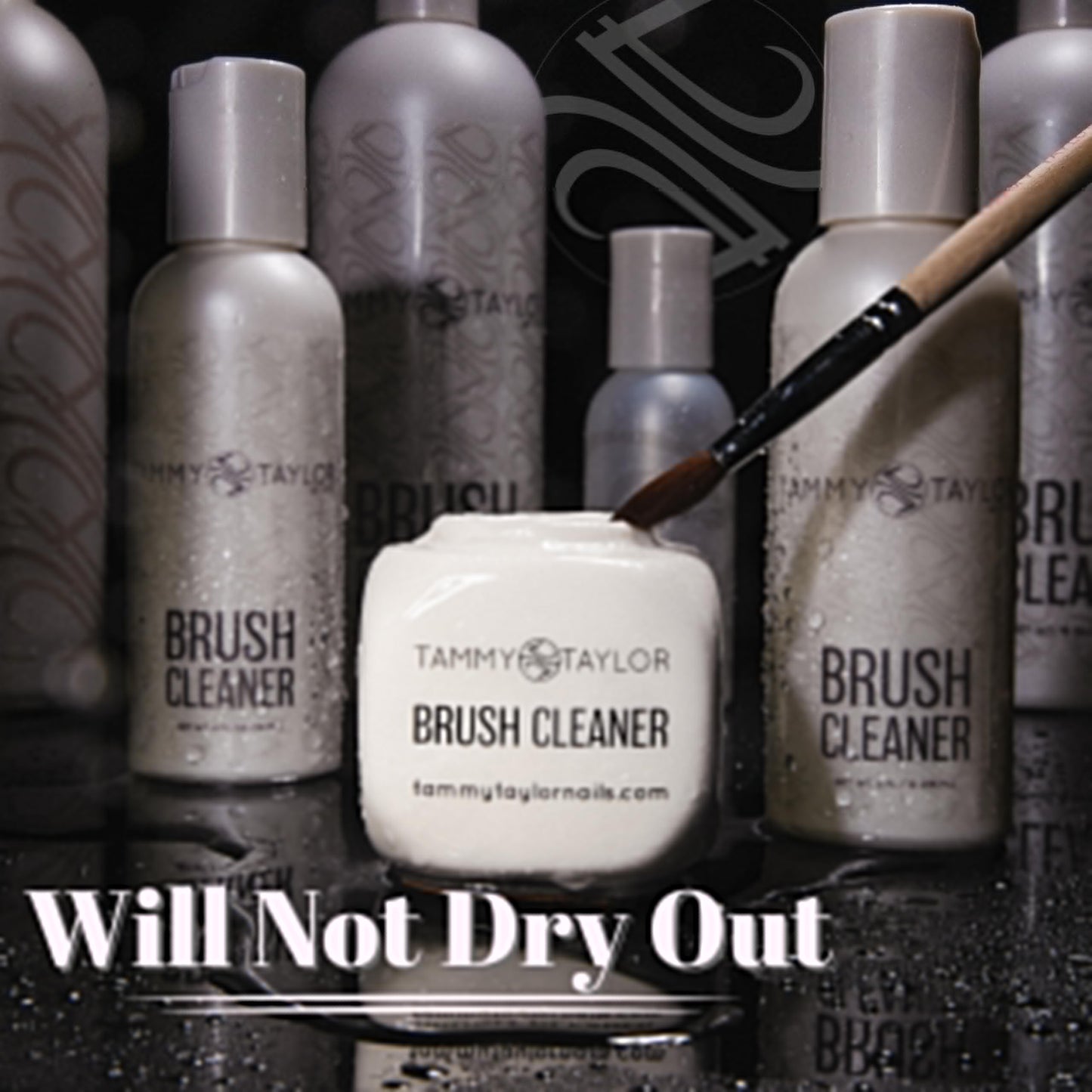 Tammy Taylor Acrylic Nail Brush Cleaner Liquid, Removes Solid Gel Nail Polish, Acrylic Dip Powder, All-in-One Poly Gel Slip Solution + Kolinsky Sable