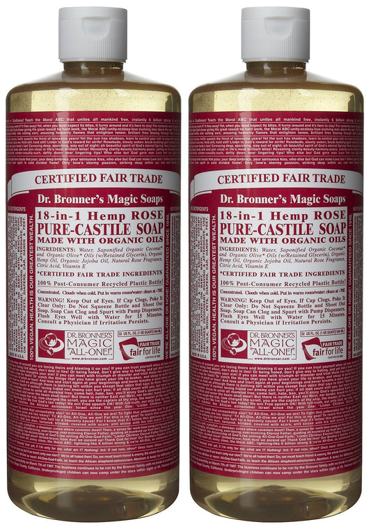 Dr. Bronner's Organic Pure Castile Liquid Soap, Rose, 32 oz, 2 pk Beauty & Personal Care Dr. Bronner's