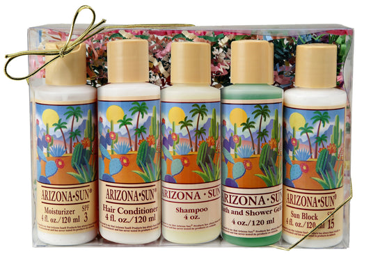 Gift Set - Five - 4 oz. Bath Products - Includes Moisturizer - SPF 15 - Shampoo - Hair Conditioner - Bath and Shower Gelee - Relaxing - Great Gift
