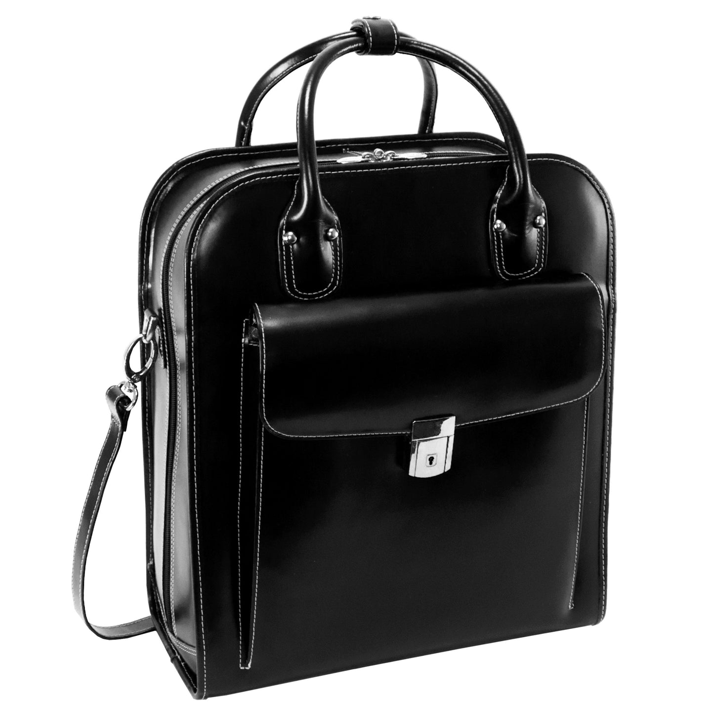 McKlein LA GRANGE, 15" Leather Detachable -Wheeled Ladies' Laptop/Computer & Tablet Business Briefcase Bag/Women's Rolling Overnight Travel Bag