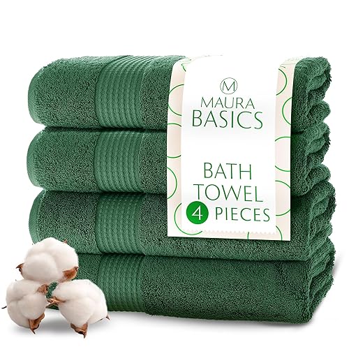 MAURA Basics Performance Bath Towels 100% Turkish Cotton with Hook Loops. Extra Large Luxury Absorbent Plush Towel Sets for Bathroom, Daily Use…