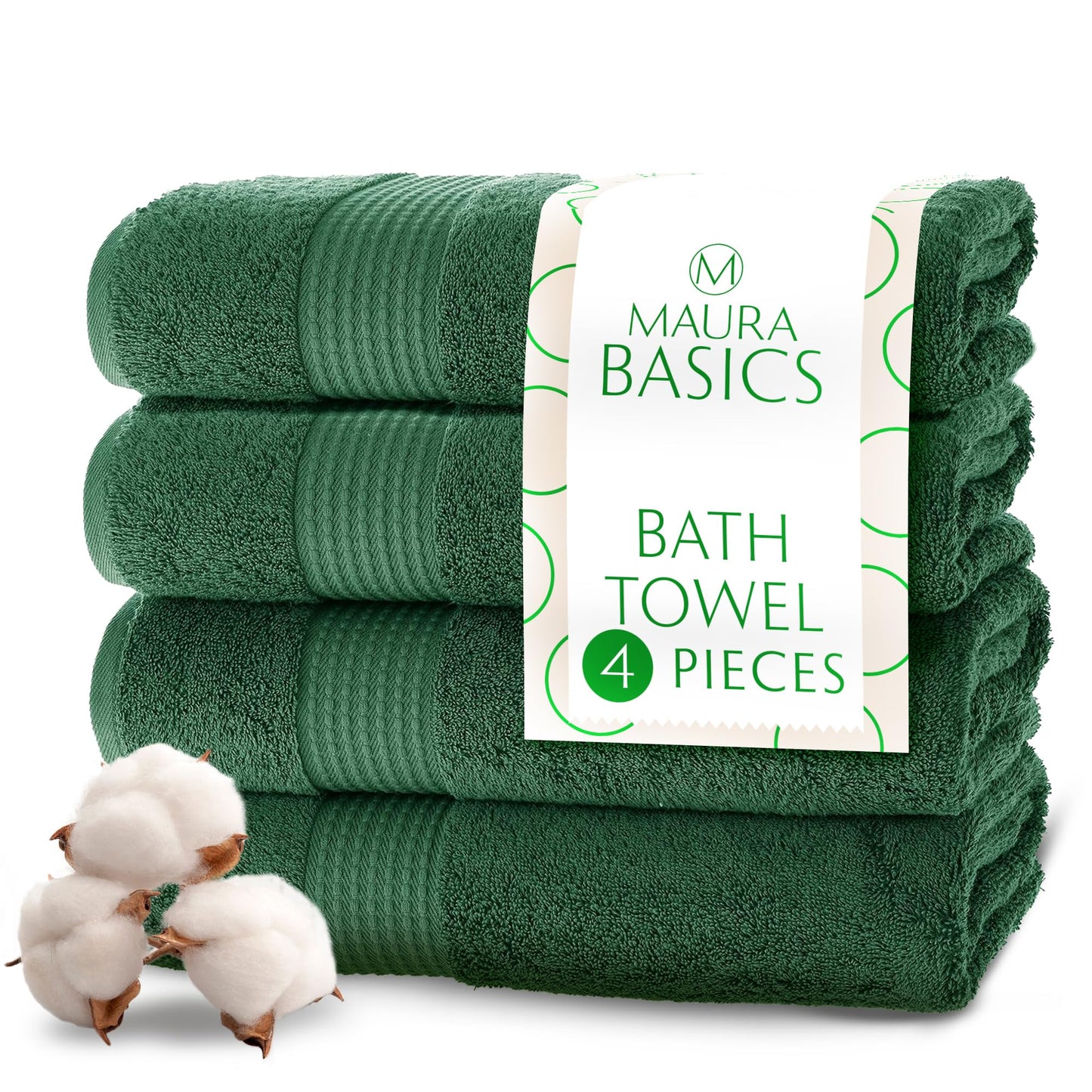 MAURA Basics Performance Bath Towels 100% Turkish Cotton with Hook Loops. Extra Large Luxury Absorbent Plush Towel Sets for Bathroom, Daily Use…