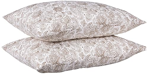 Valerian Paisley Printed Pillowcases 2-Piece Set Egyptian Quality 1500 Thread Count Timeless Classic Designs Soft and Smooth Weave, Wrinkle Resistant,