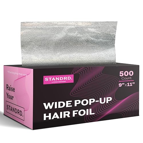Stock Your Home 500 Count Aluminum Foil for Hair Highlighting, 9” Pop Up Foil Sheets for Salon or Home Use, Embossed Disposable Hair Foils